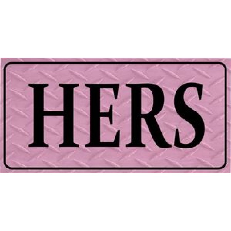 Hers on Pink Diamond Plate Photo License Plate