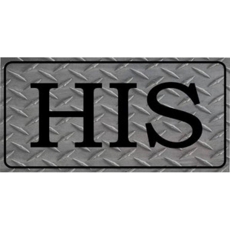 LPO835 His on Diamond Plate Photo License Plate
