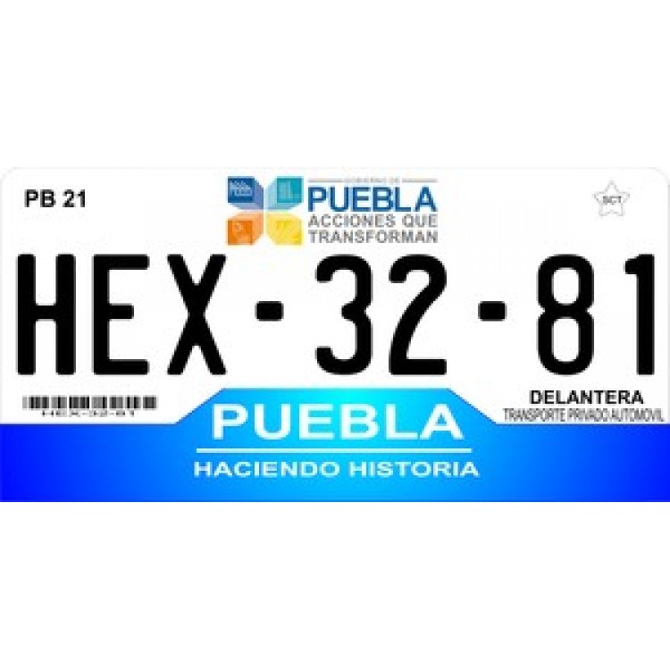 LPO905 Mexico Puebla Photo License Plate