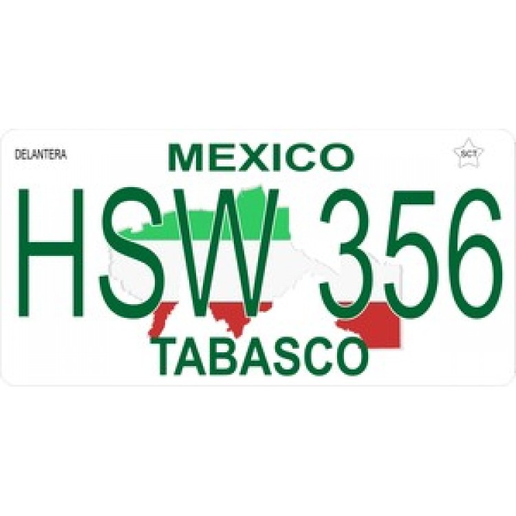 LPO911 Mexico Tabasco Photo License Plate
