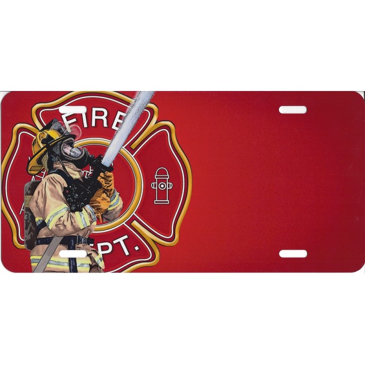 SM831 6 x 12 in. Firefighter with Logo Offset Airbrush License Plate