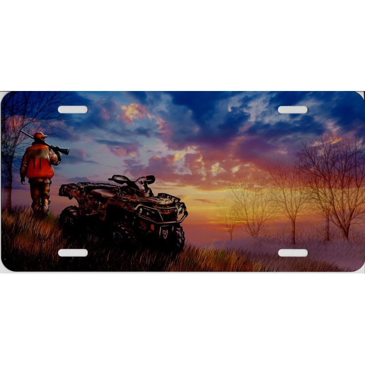 SM934 6 x 12 in. Hunter with ATV Nature Scene License Plate