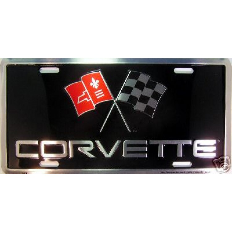Picture of 212 Main 2342 6 x 12 in. Corvette Racing Flag Logo License Plate