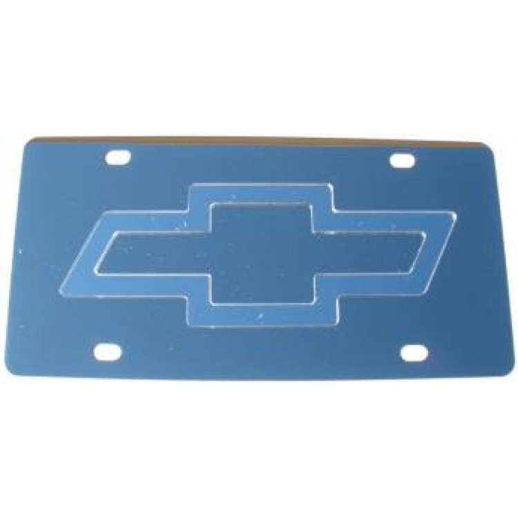 CHVYSVSS 6 x 12 in. Chevy Silver Bowtie Stainless Steel License Plate