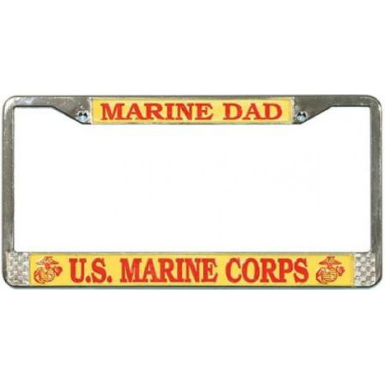 LFM06 U.S. Marine Dad License Plate Frame, Free Screw Caps