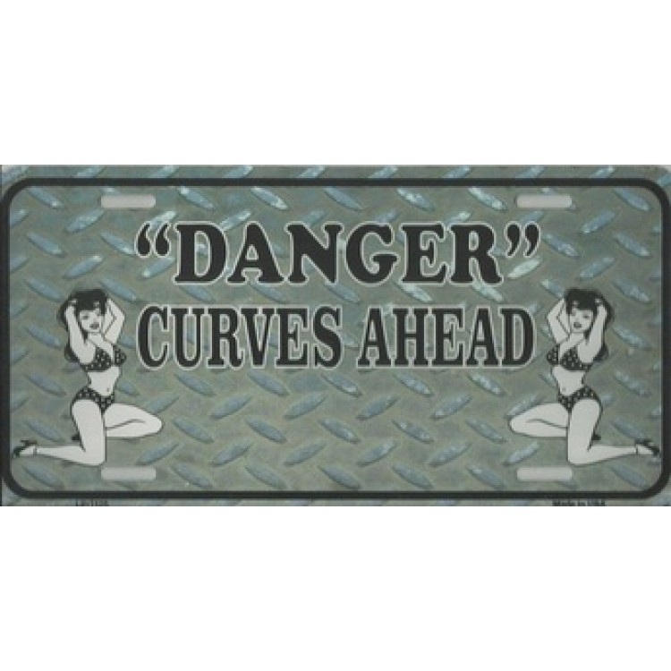 LP-1126 6 x 12 in. Danger Curves Ahead License Plate