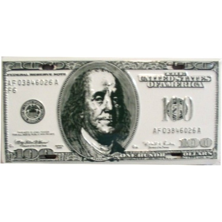 SAA514 6 x 12 in. 100 Dollar Bill License Plate