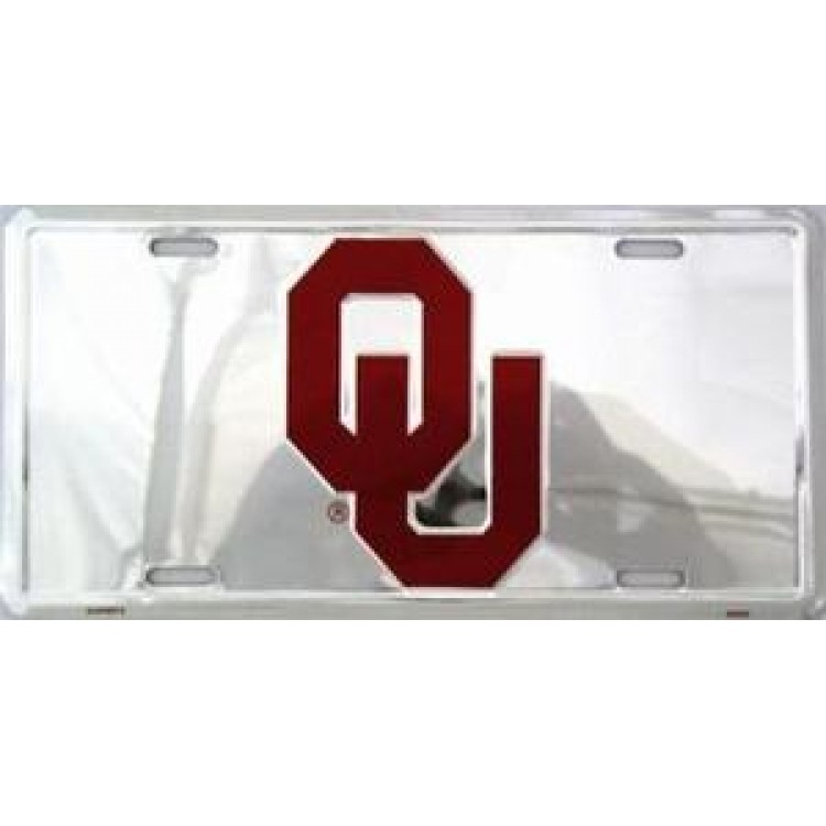 SUP50074 6 x 12 in. Oklahoma Sooners Chrome License Plate