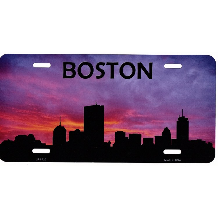 LP-8720 6 x 12 in. Boston Skyline Silhouette Metal License Plate