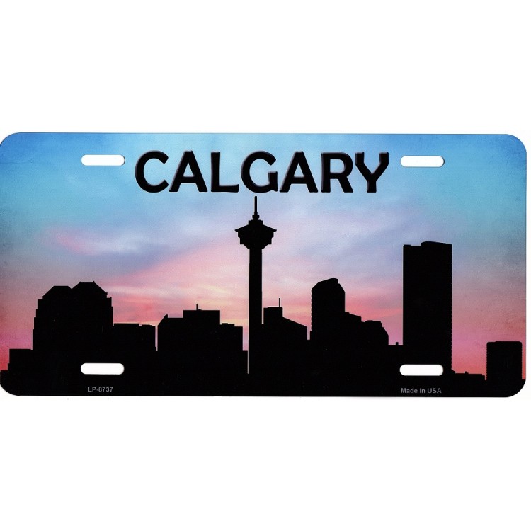 LP-8737 6 x 12 in. Calgary Skyline Silhouette Metal License Plate