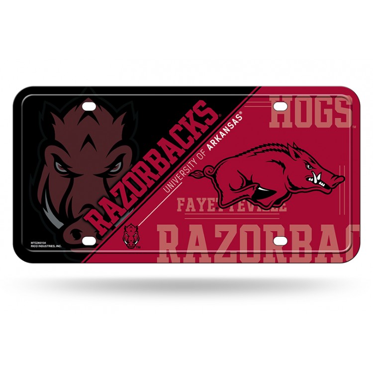 MTG360104 6 x 12 in. Arkansas Razorbacks Metal License Plate