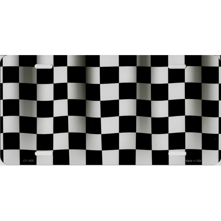 LP-1425 6 x 12 in. Checkered Flag Metal License Plate