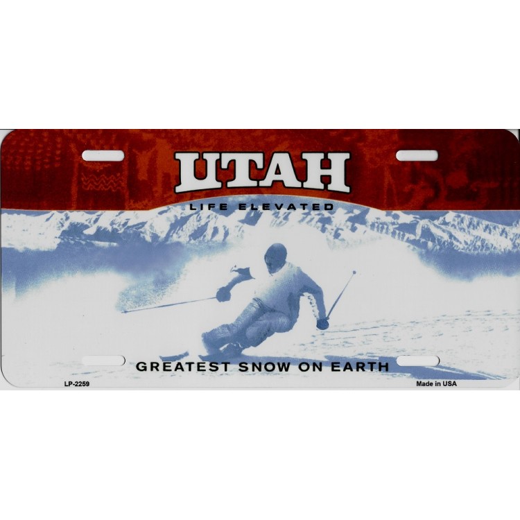 LP-2259 6 x 12 in. Utah Life Elevated Metal License Plate