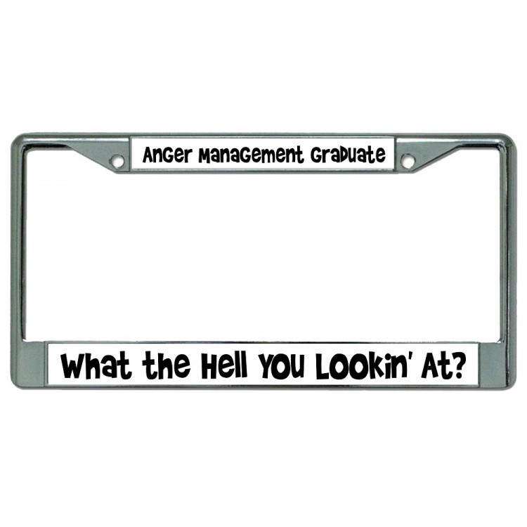 LPO2971 6 x 12 in. Anger Management Graduate Chrome License Plate Frame