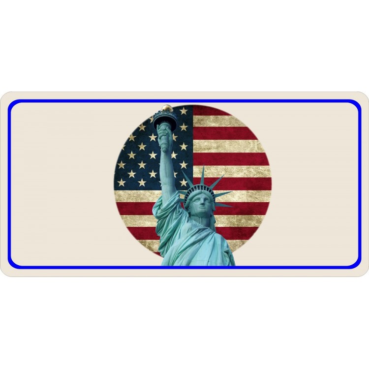 LPO2977 6 x 12 in. Statue of Liberty with United States Flag Photo License Plate