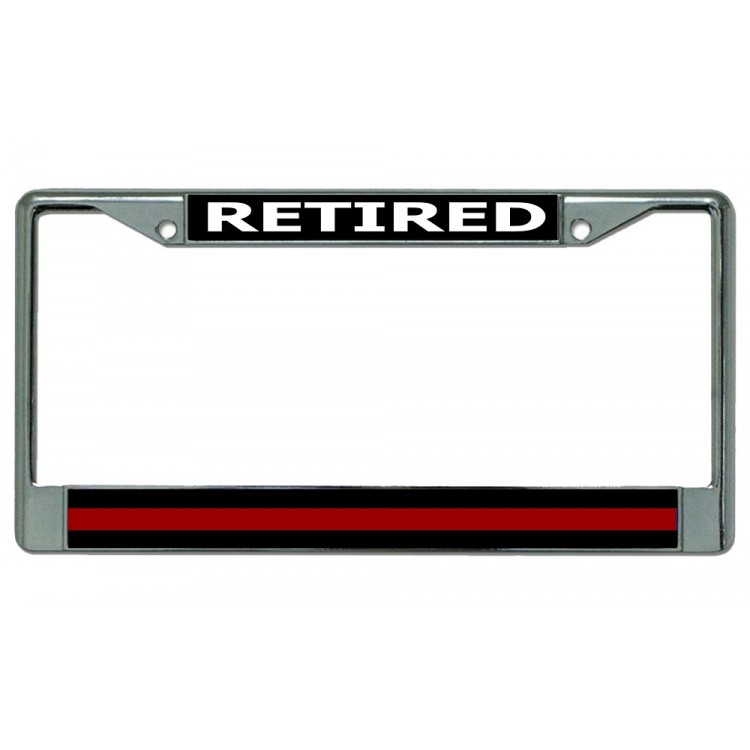LPO3008 6 x 12 in. Retired Firefighter Thin Red Line Chrome License Plate Frame