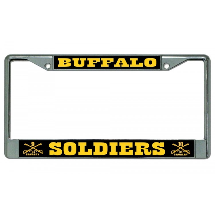 LPO3053 6 x 12 in. U.S. Cavalry Buffalo Soldiers Chrome License Plate Frame -  212 Main