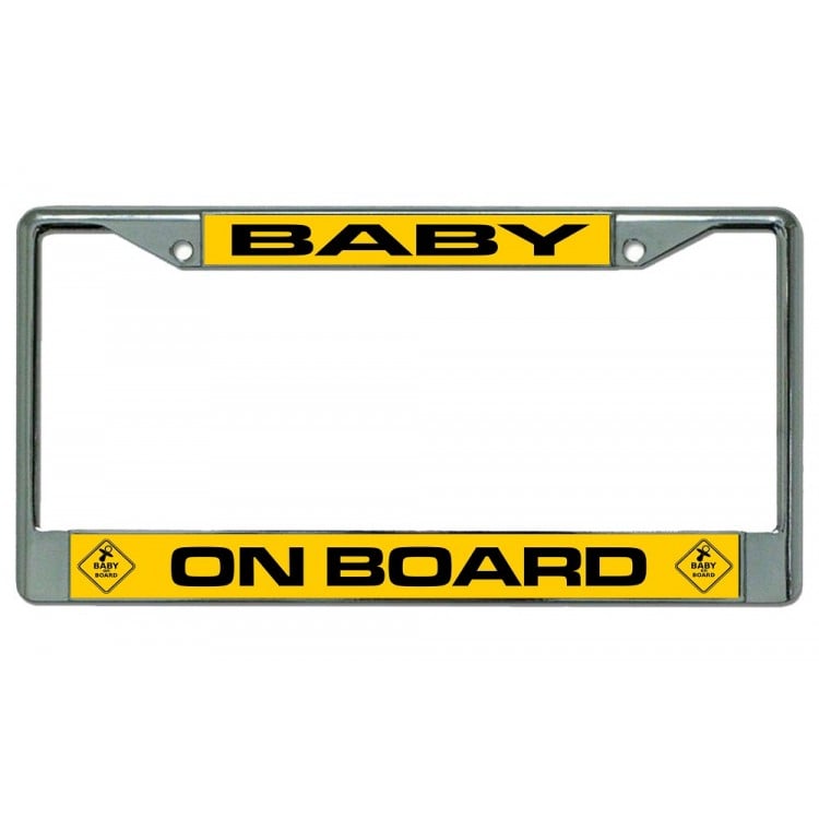 LPO3066 6 x 12 in. Baby on Board Chrome License Plate Frame