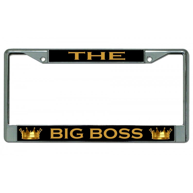 LPO3086 6 x 12 in. The Big Boss Chrome License Plate Frame