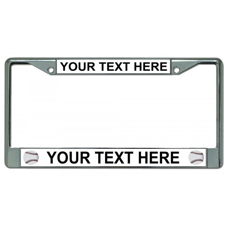 LPO3106 6 x 12 in. Your Text Here Baseballs Chrome License Plate Frame