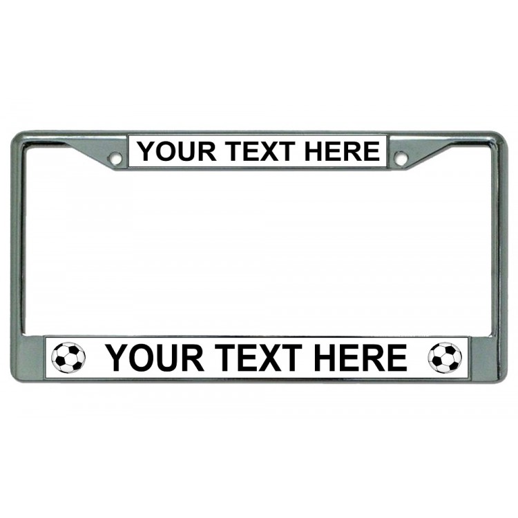 LPO3111 6 x 12 in. Your Text Here Soccer Balls Chrome License Plate Frame -  212 Main