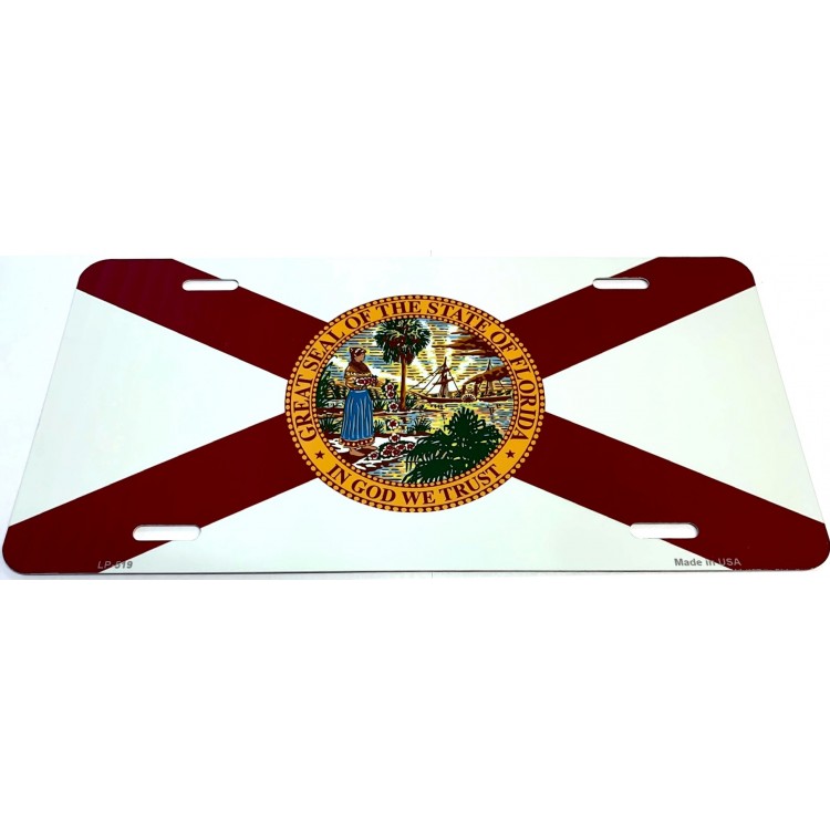 LP-519 6 x 12 in. Florida State Flag Metal License Plate