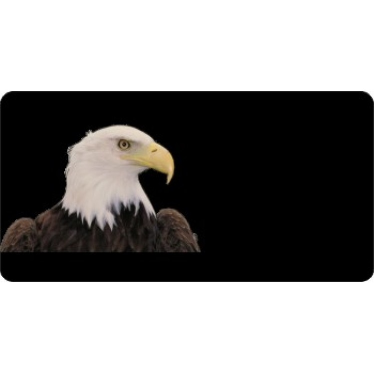 LPO3199 Bald Eagle Offset on Black Photo License Plate