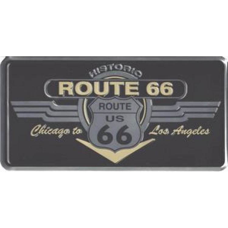 LPO824 Historic Route 66 Shield & Wing License Plate