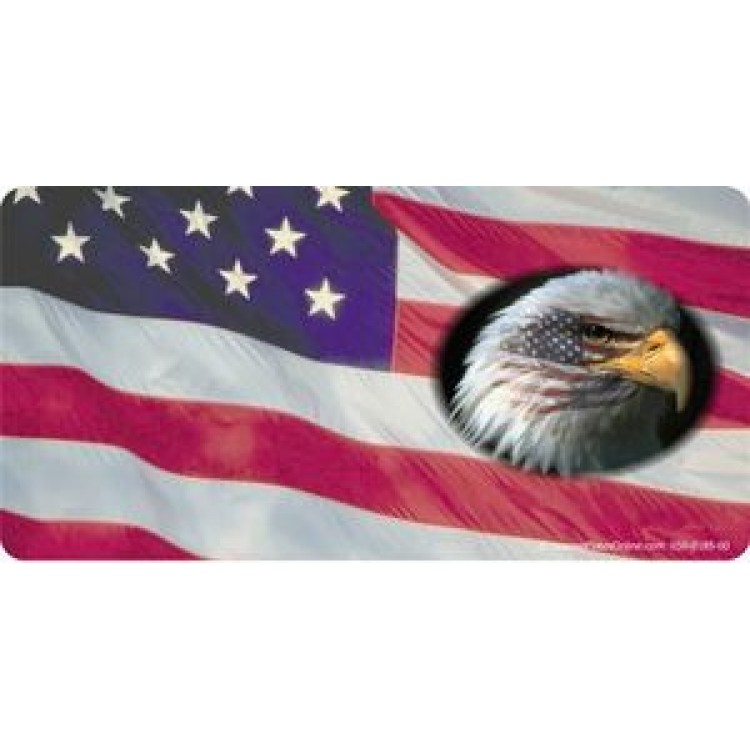LPO94 6 x 12 in. American Flag with Eagle Offset License Plate