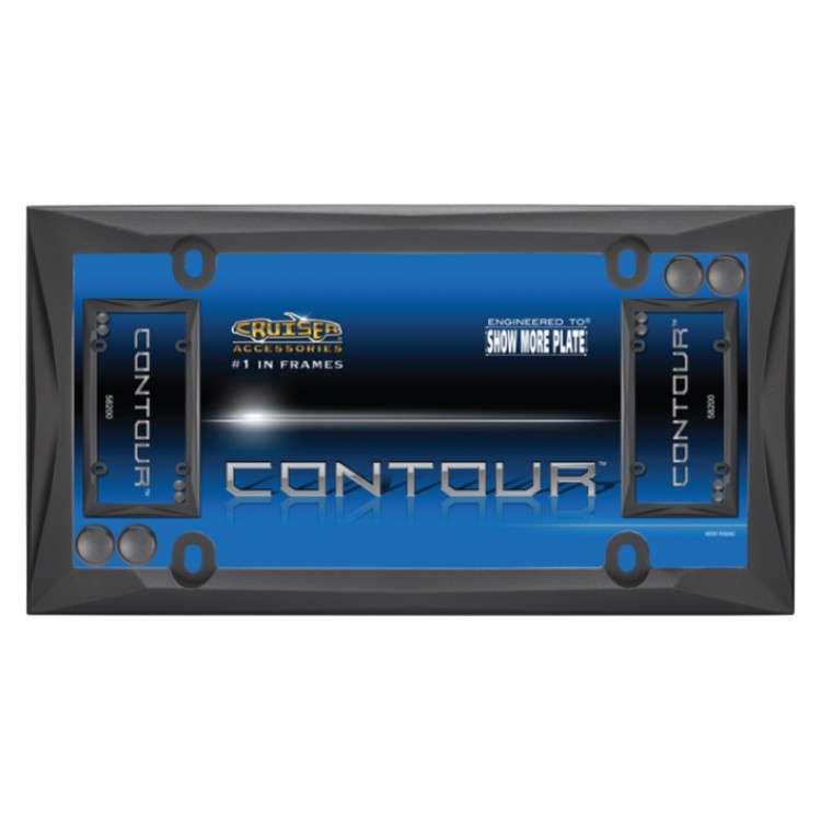 CA58200 6 x 12 in. Contour Gray License Plate Frame with Screw Caps