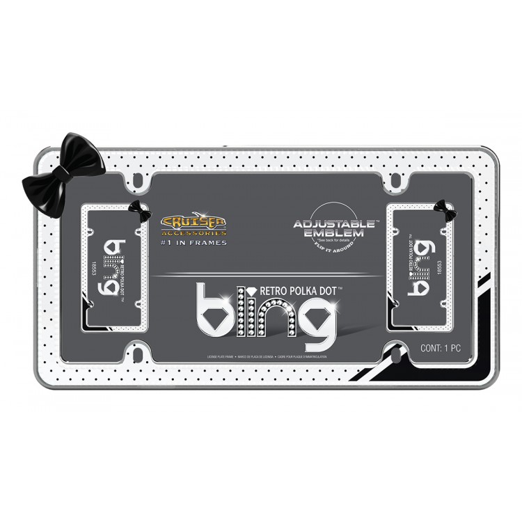 CA18533 Retro Polka Dot Bling License Plate Frame