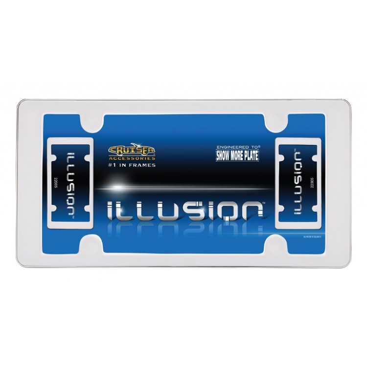 CA22005 6 x 12 in. Illusion White & Chrome License Plate Frame