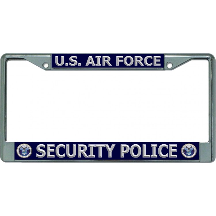 6 x 12 in. U.S. Air Force Security Police Chrome License Plate Frame