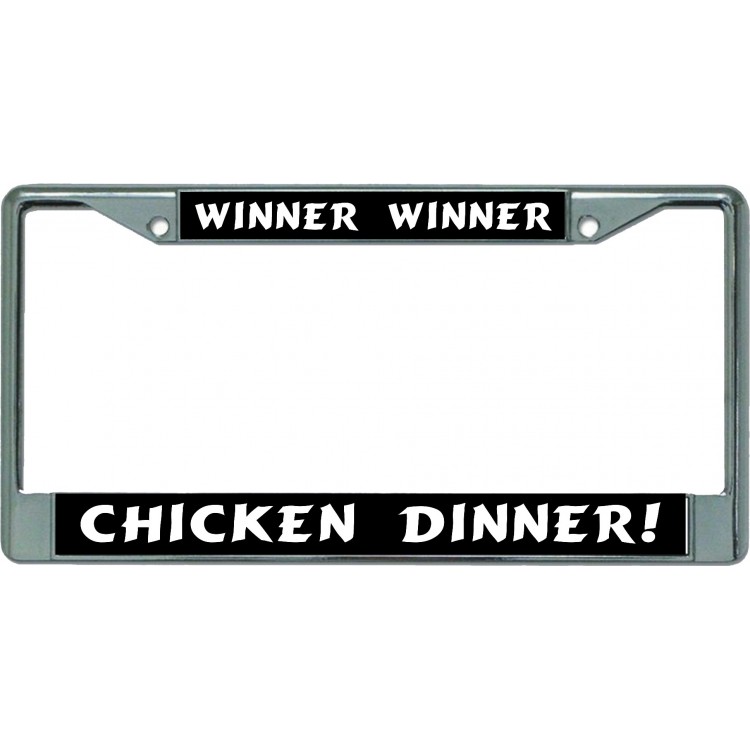 LPO5446 6 x 12 in. Winner Winner Chicken Dinner Chrome License Plate Frame