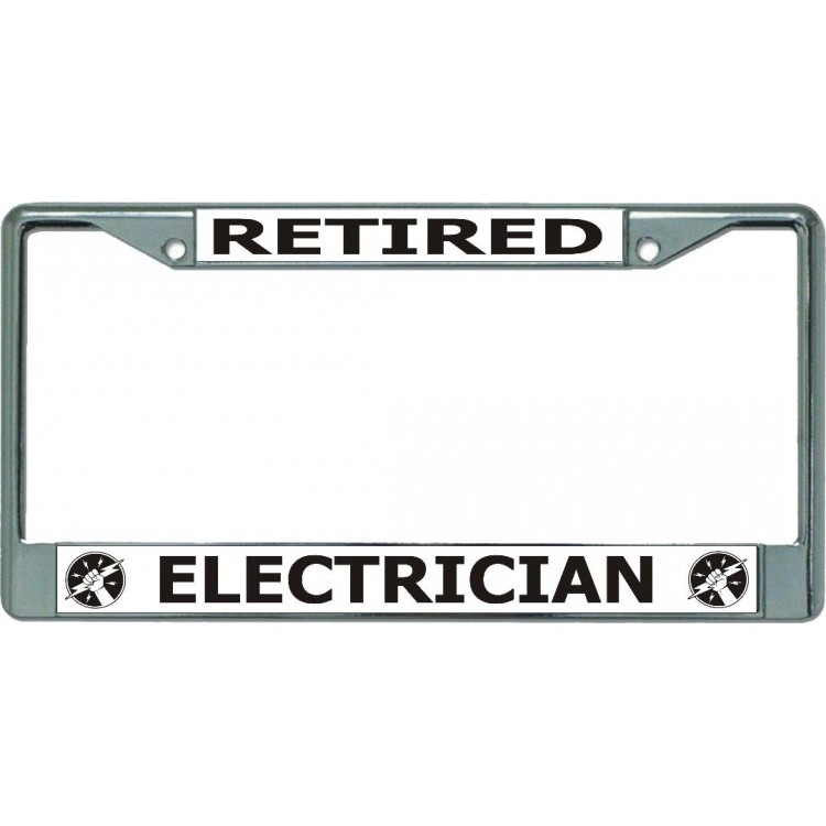 LPO5467 6 x 12 in. Retired Electrician Chrome License Plate Frame