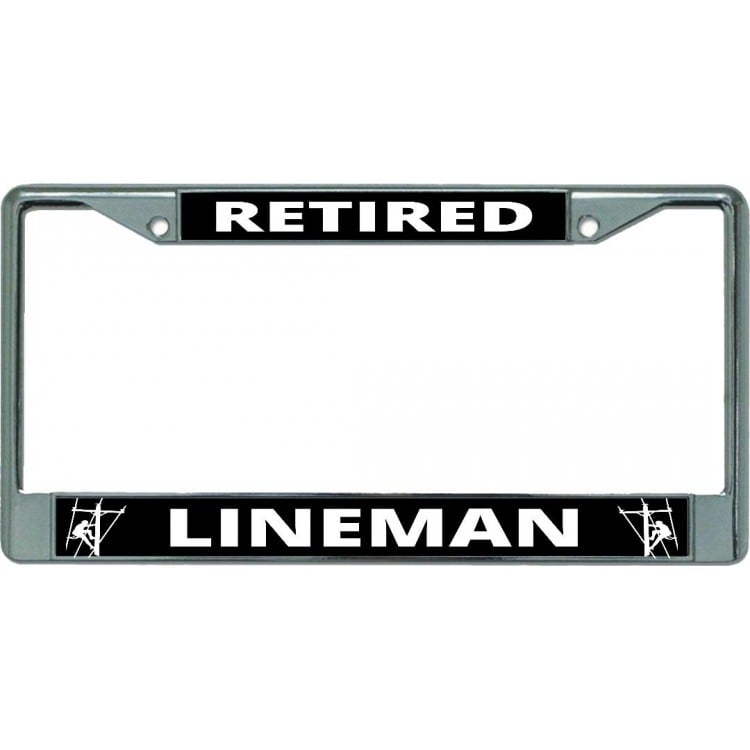 LPO5470 6 x 12 in. Retired Lineman Chrome License Plate Frame