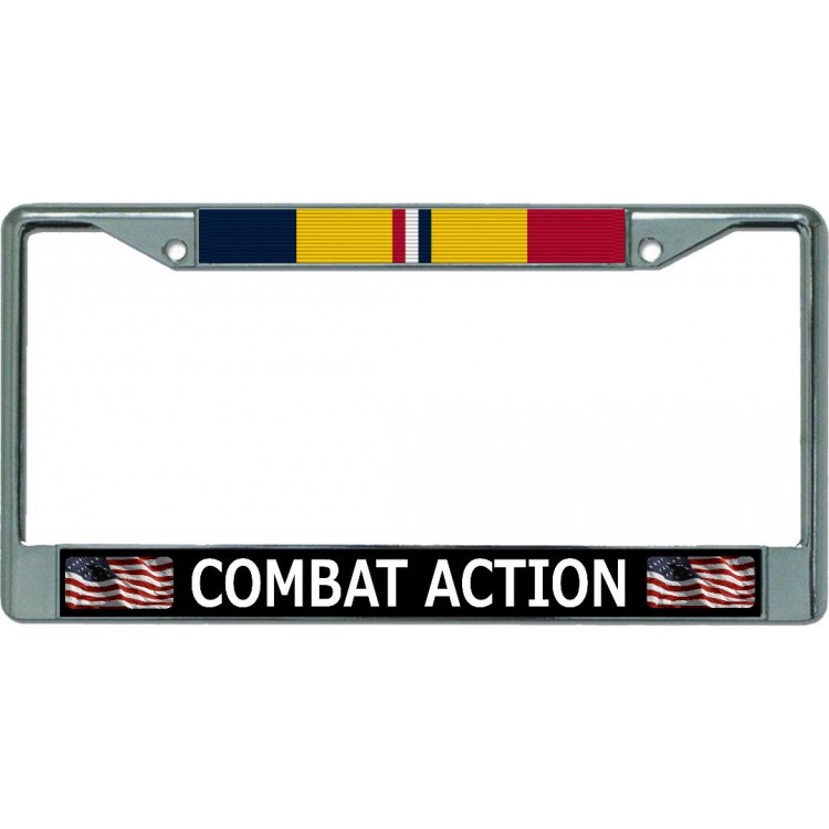 LPO5473 6 x 12 in. Combat Action Chrome License Plate Frame
