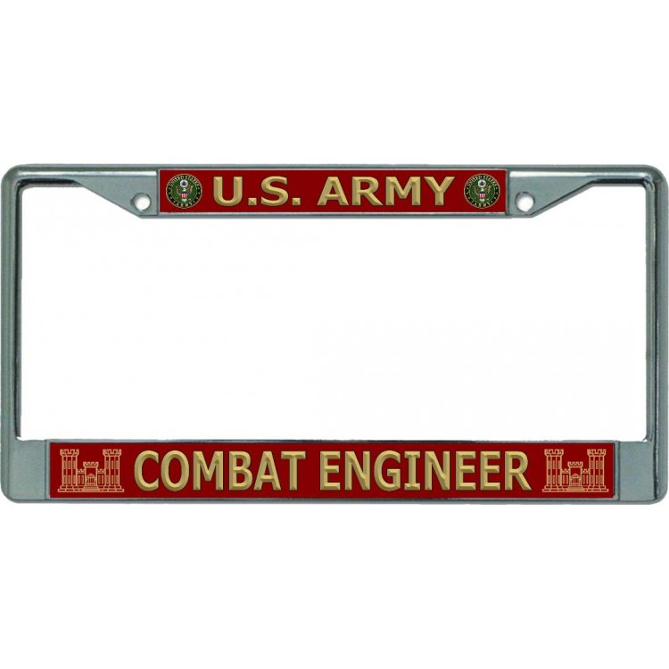 6 x 12 in. U.S. Army Combat Engineer Chrome License Plate Frame