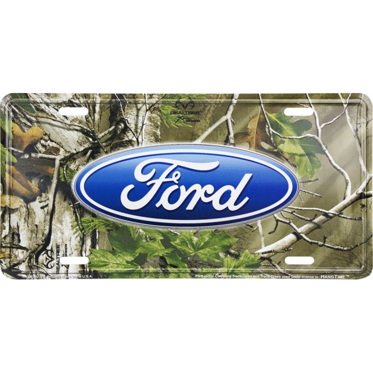 MC50141-2 6 x 12 in. Ford Oval Logo Real Tree Metal License Plate