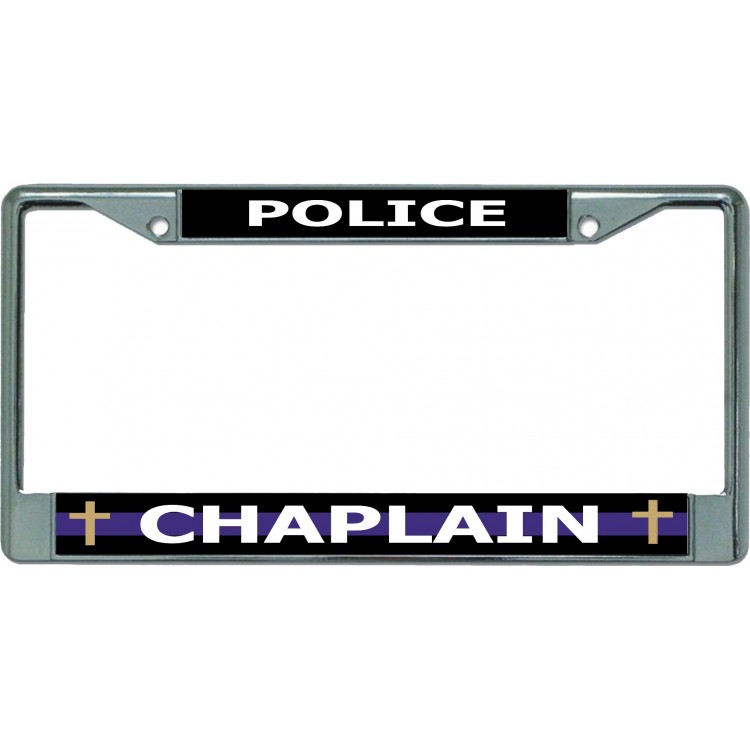 6 x 12 in. Police Chaplain Chrome License Plate Frame