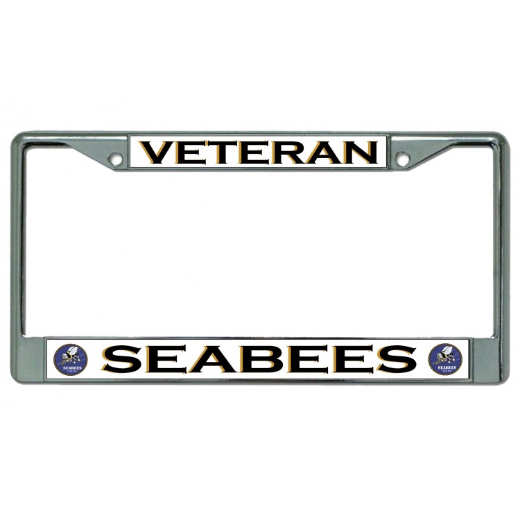LPO5487 6 x 12 in. Seabees Veteran Chrome License Plate Frame