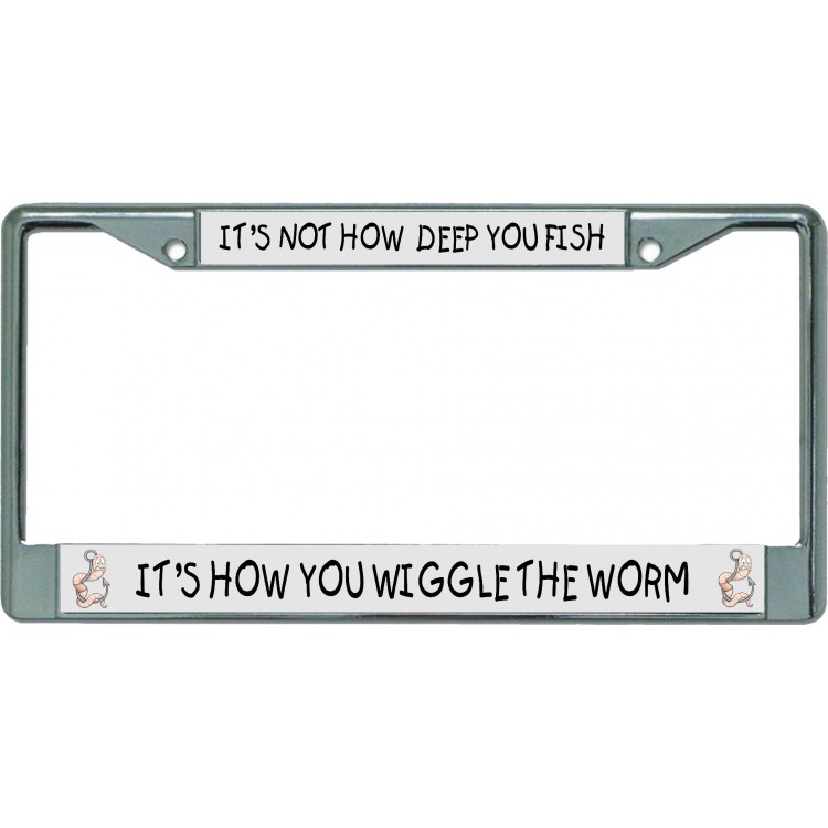 LPO5491 6 x 12 in. Wiggle Worm No.2 Chrome License Plate Frame