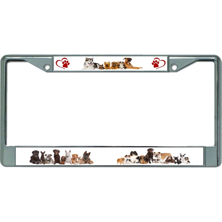 6 x 12 in. Lovable Dogs & Pups Chrome License Plate Frame