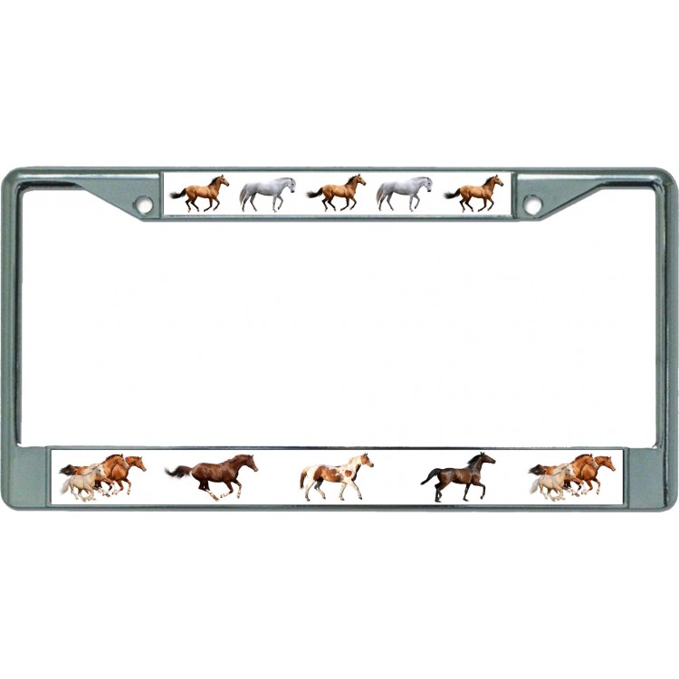 LPO5496 6 x 12 in. Wild Horses Chrome License Plate Frame