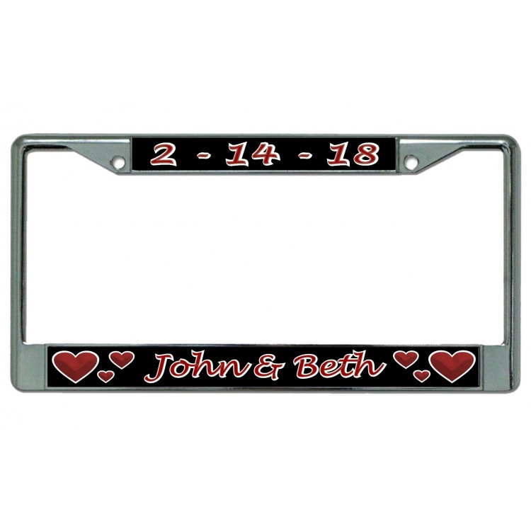 LPO5500 6 x 12 in. Names & Dates Custom Text Chrome License Plate Frame