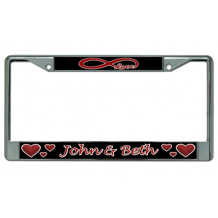 LPO5501 6 x 12 in. Infinity Symbol with Custom Text Chrome License Plate Frame
