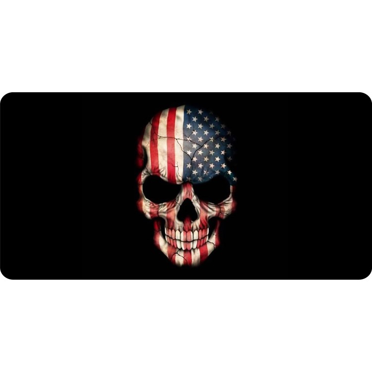 LPO5525 6 x 12 in. American Flag Skull Photo License Plate