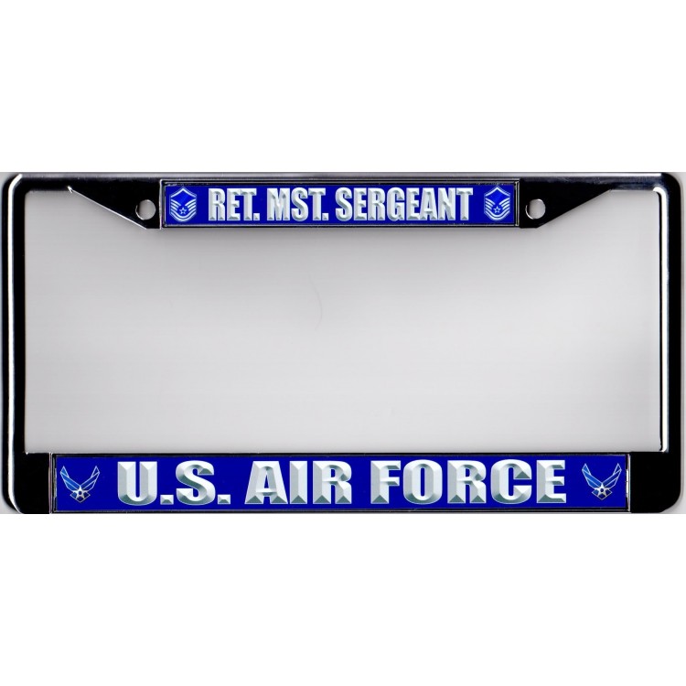 LPO5536 6 x 12 in. U.S. Air Force Retired Mst. Sergeant Chrome License Plate Frame