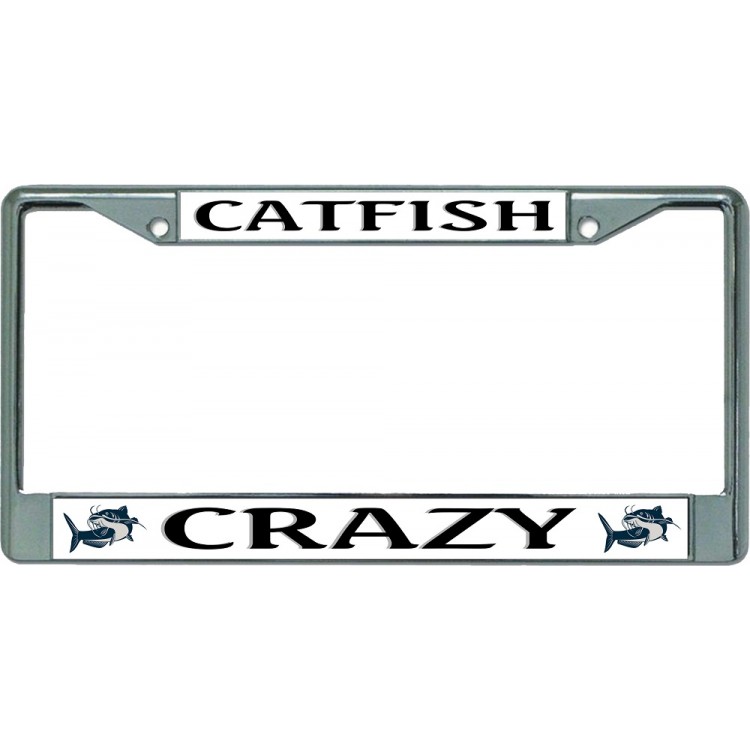 LPO5571 6 x 12 in. Catfish Crazy Chrome License Plate Frame