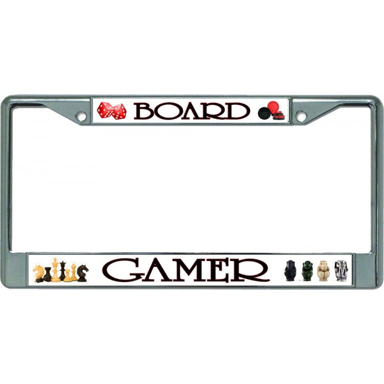 LPO6014 6 x 12 in. Board Gamer Chrome License Plate Frame